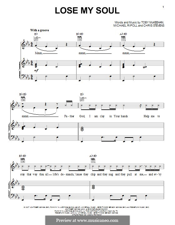 Lose My Soul (TobyMac): Für Stimme und Klavier (oder Gitarre) by Toby McKeehan, Michael Ripoll, Chris Stephens