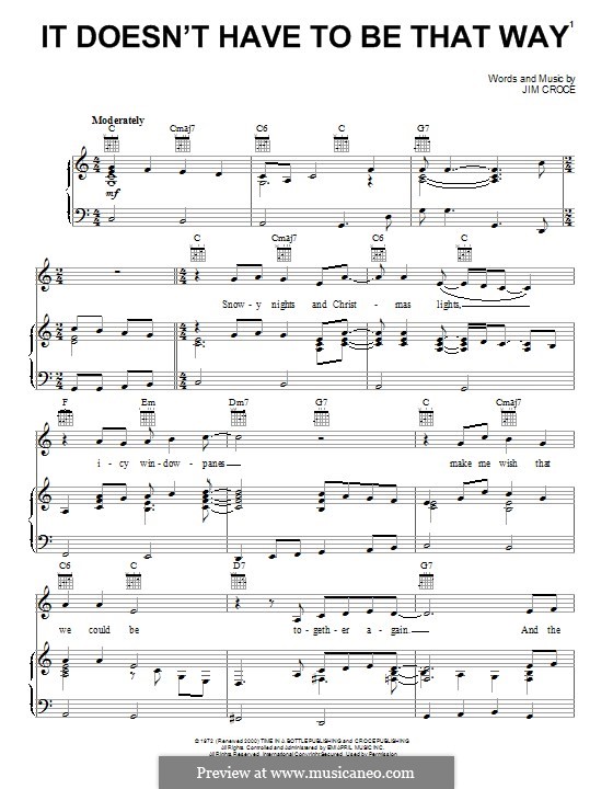 It doesn't Have to be That Way: Für Stimme und Klavier (oder Gitarre) by Jim Croce