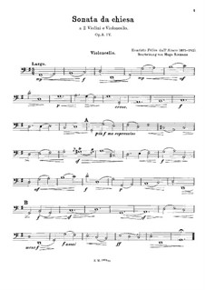 Sonata da Chiesa a tre per due violini e basso continuo, Op.3 No.4: Сellostimme by Evaristo Felice Dall'Abaco