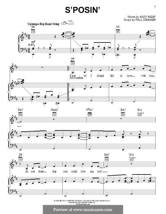 S'posin' (Frank Sinatra): Für Stimme und Klavier (oder Gitarre) by Paul Denniker
