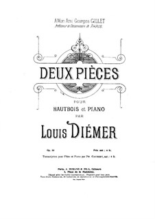 Zwei Stücke für Oboe und Klavier, Op.35: Zwei Stücke für Oboe und Klavier by Louis Diémer