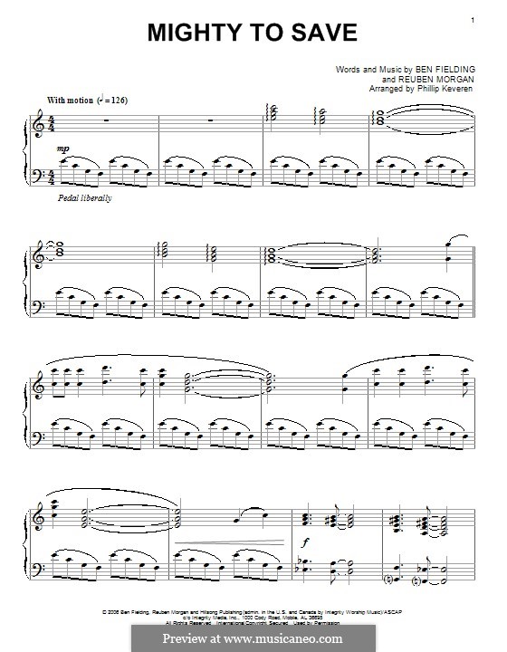 Mighty to Save (Hillsong UNITED): Für Klavier by Ben Fielding, Reuben Morgan