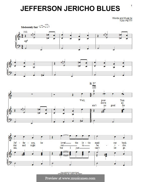 Jefferson Jericho Blues (Tom Petty and The Heartbreakers): Für Stimme und Klavier (oder Gitarre) by Tom Petty