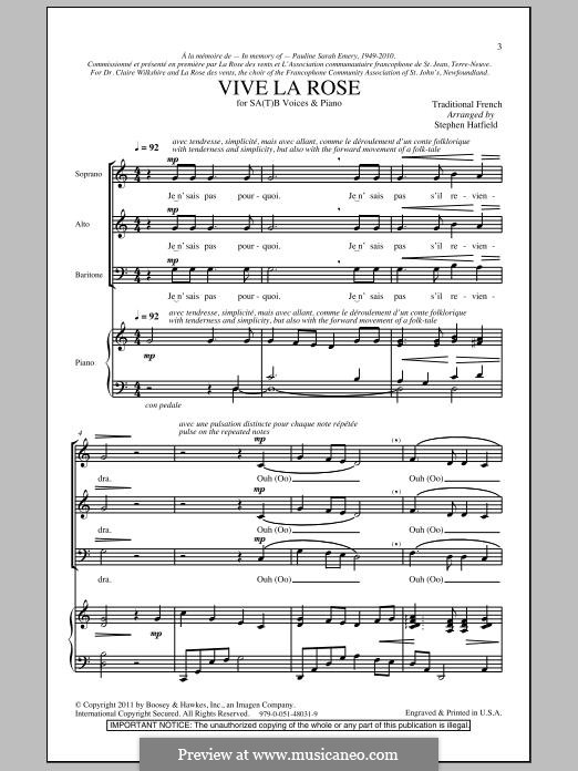 Vive la Rose: Für gemischten Chor by folklore