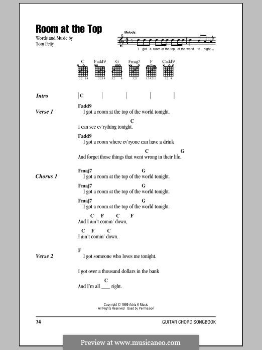 Room at the Top (Tom Petty and The Heartbreakers): Text und Akkorde by Tom Petty