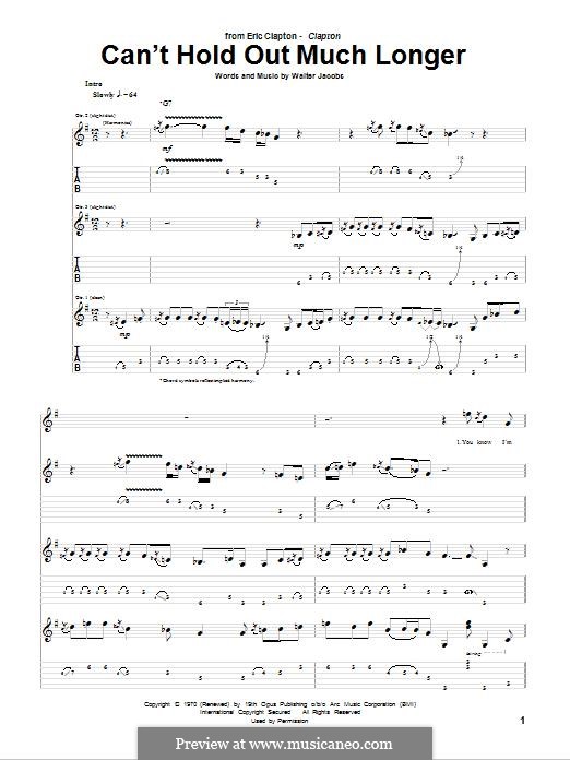 Can't Hold Out Much Longer: Für Gitarre mit Tabulatur by Walter Jacobs