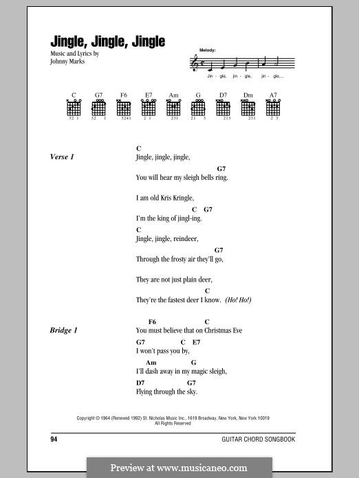 Jingle, Jingle, Jingle: Text und Akkorde by Johnny Marks