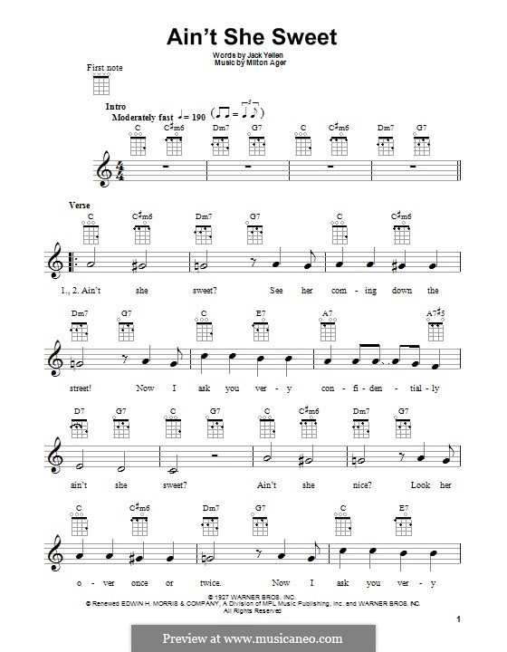 Ain't She Sweet (The Beatles): Für Ukulele by Milton Ager
