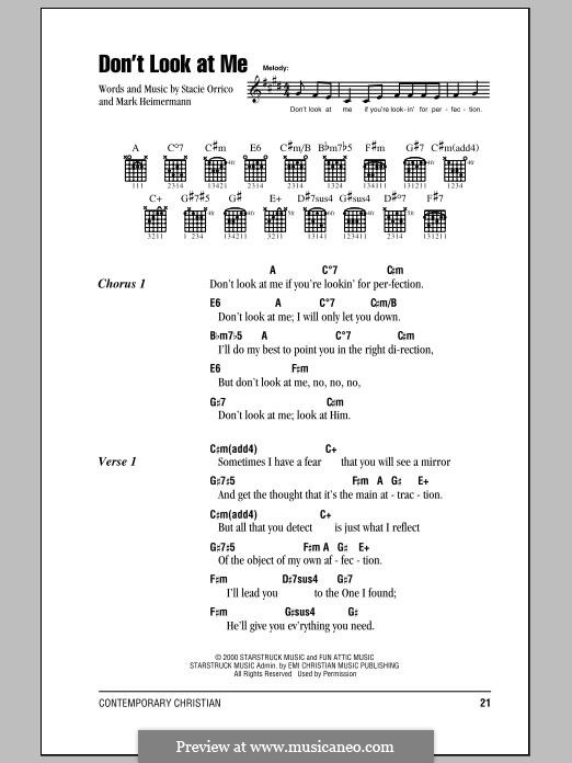 Don't Look at Me: Text und Akkorde by Mark Heimermann, Stacie Orrico