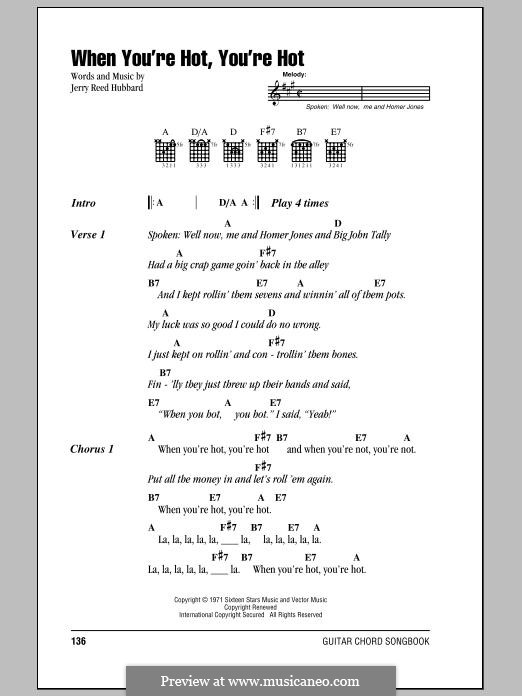 When You're Hot, You're Hot: Text und Akkorde by Jerry Reed