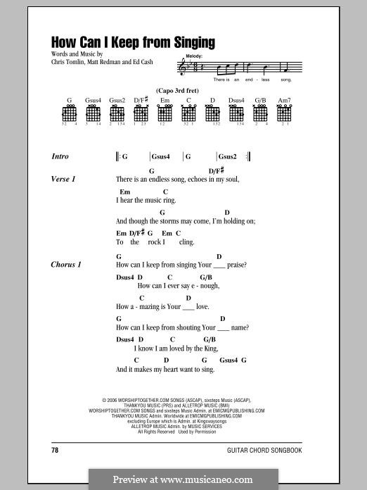 How Can I Keep from Singing: Text und Akkorde by Chris Tomlin, Ed Cash, Matt Redman