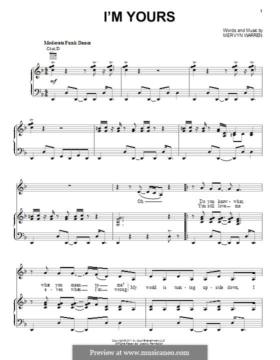 I'm Yours: Für Stimme und Klavier (oder Gitarre) by Mervyn Warren