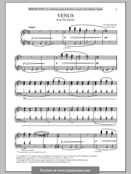 Venus: Version für Klavier by Gustav Holst