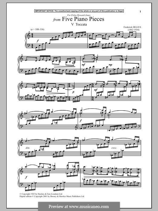 Five Piano Pieces: V. Toccata by Frederick Delius