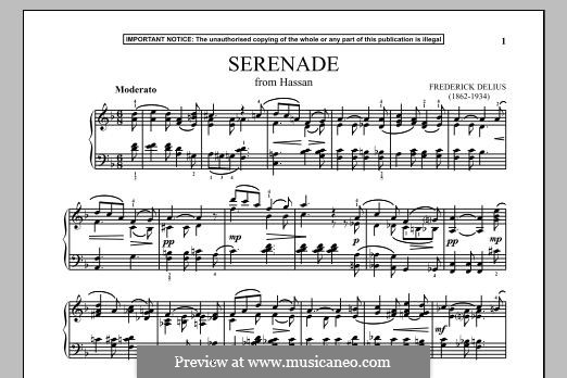 Hassan, Serenade: Für Klavier by Frederick Delius