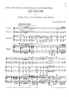 Quartett für Violine, Cello, Harmonium und Klavier, Op.27: Vollpartitur by Otto Beständig