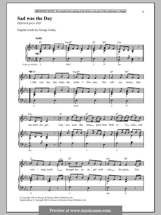 Sad Was the Day: Für Stimme und Klavier by Unknown (works before 1850)