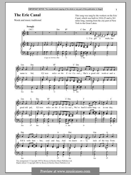 The Erie Canal: Für Stimme und Klavier by folklore