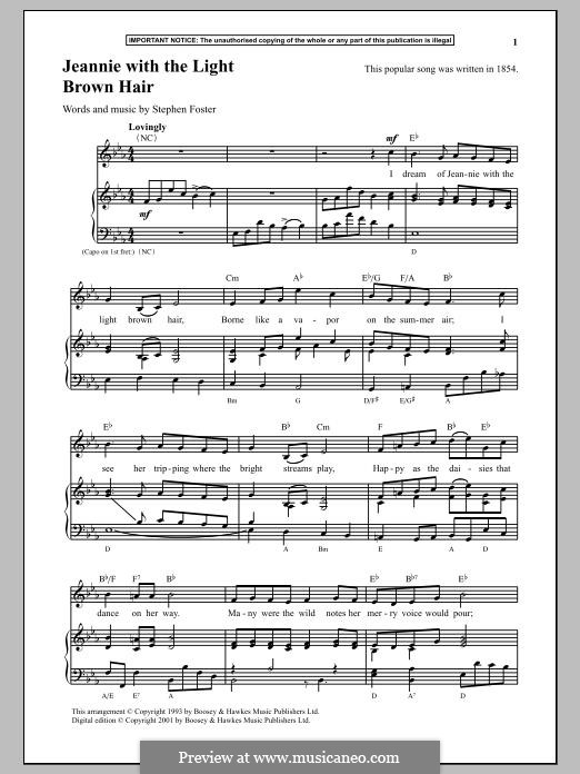Jeanie with the Light Brown Hair: Für Stimme und Klavier by Stephen Foster
