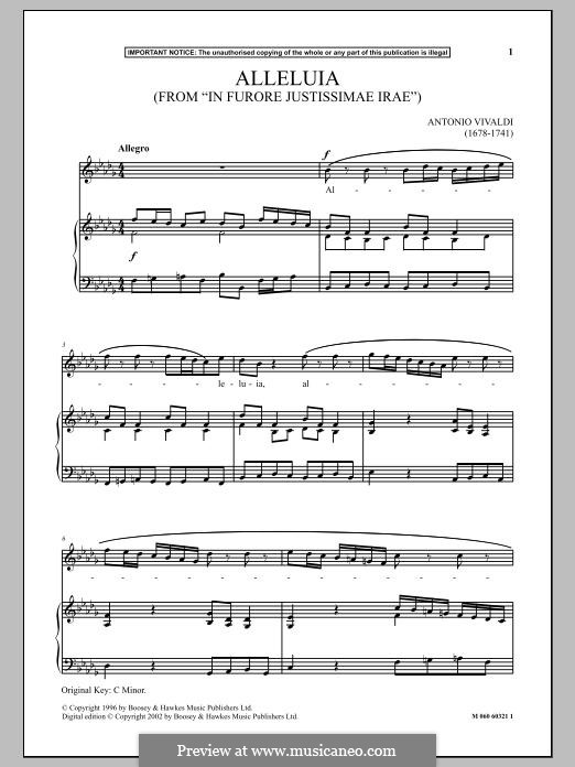 Alleluia (In furore justicinae irae), RV 626: Für Stimme und Klavier by Antonio Vivaldi