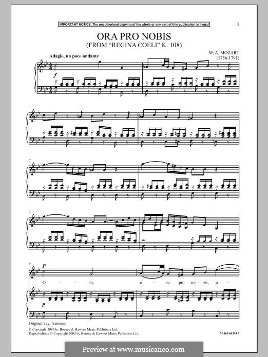 Regina Coeli, K.108: Ora Pro Nobis by Wolfgang Amadeus Mozart