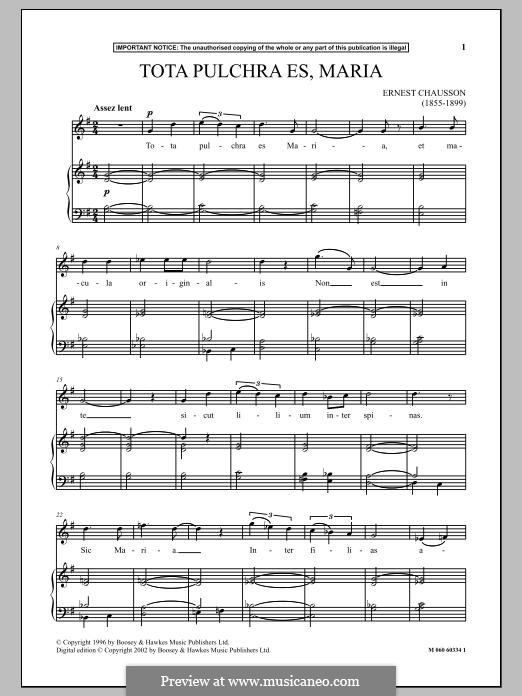 Tota pulchra es, Maria, Op.12: Für Stimme und Klavier by Ernest Chausson