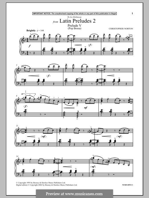 Latin Preludes 2: Prelude V (Pop Bossa) by Christopher Norton