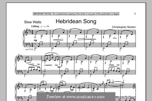 Hebridean Song: Für Klavier by Christopher Norton