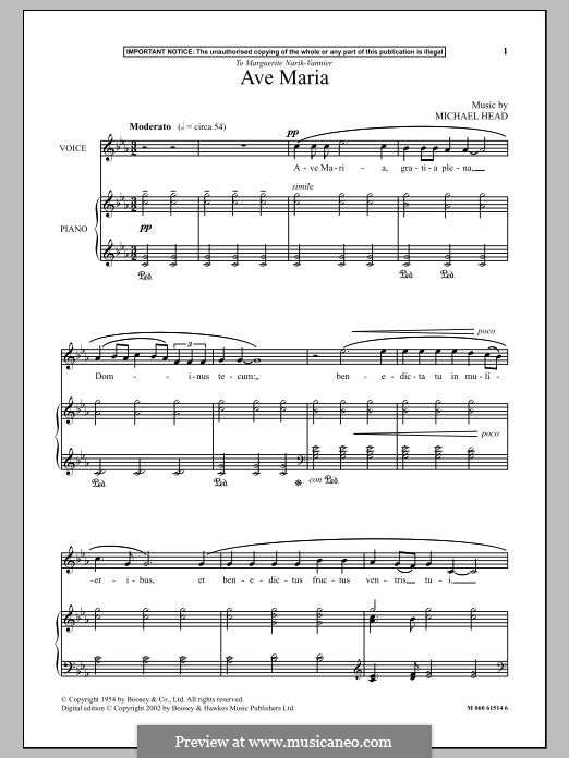 Ave Maria: Für Stimme und Klavier by Michael Head