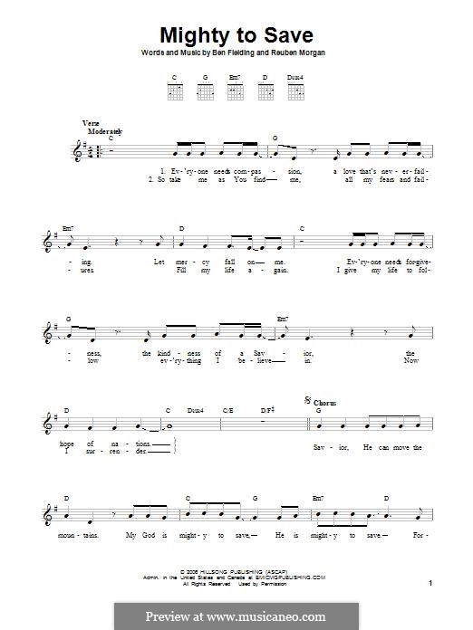 Mighty to Save (Hillsong UNITED): Für Gitarre mit Tabulatur by Ben Fielding, Reuben Morgan