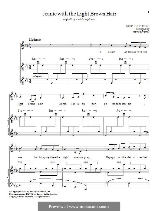 Jeanie with the Light Brown Hair: Für Stimme und Klavier by Stephen Foster