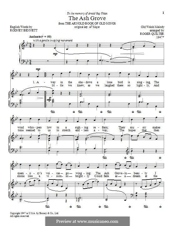 The Ash Grove (printable scores): Für Stimme und Klavier by folklore