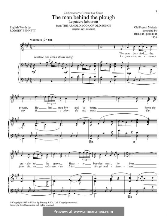The Man Behind the Plow (Le Pauvre Laboureur): Für Stimme und Klavier by folklore