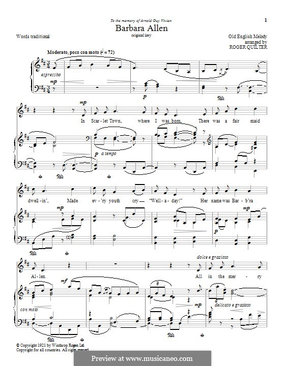 Barbara Allen: Für Stimme und Klavier by folklore