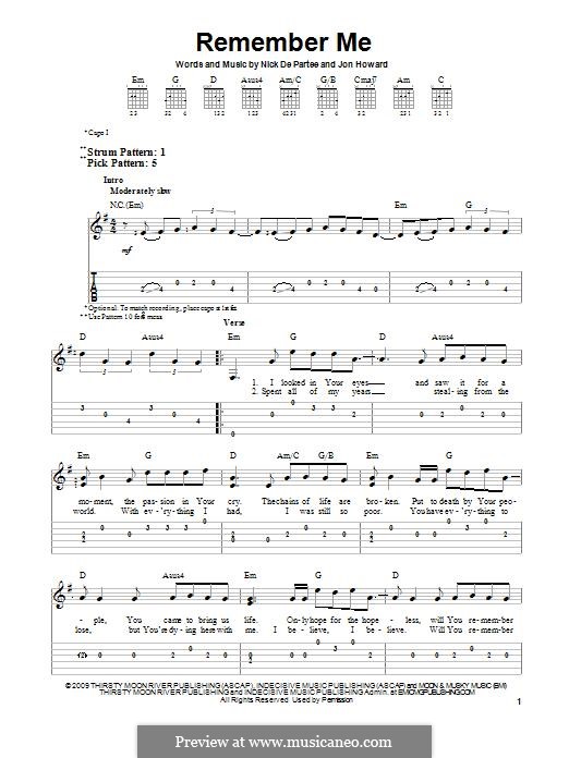 Remember Me (Kutless) von J. Howard, N.d. Partee Noten auf MusicaNeo