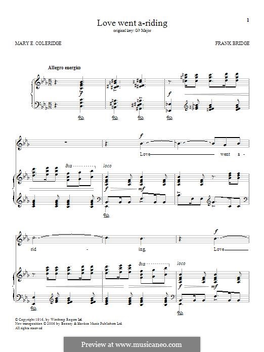 Love went a-riding: Für Stimme und Klavier by Frank Bridge