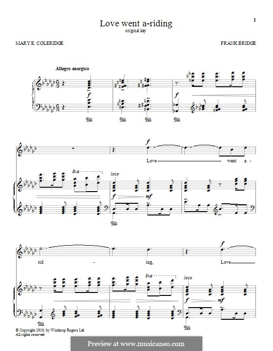 Love went a-riding: Für Stimme und Klavier by Frank Bridge
