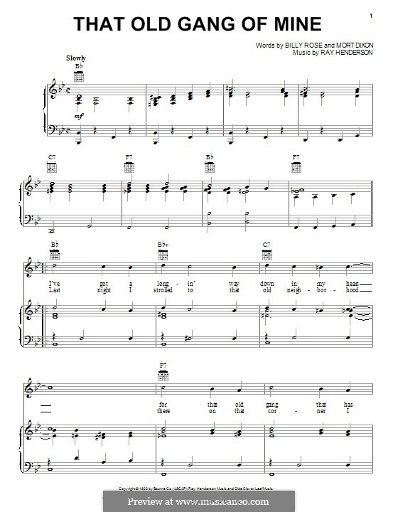 That Old Gang of Mine: Für Stimme und Klavier (oder Gitarre) by Ray Henderson