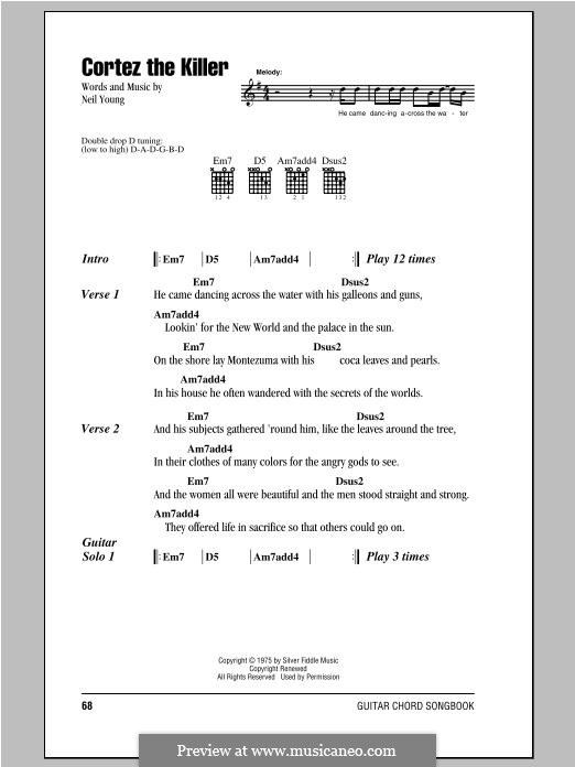 Cortez the Killer: Text und Akkorde by Neil Young