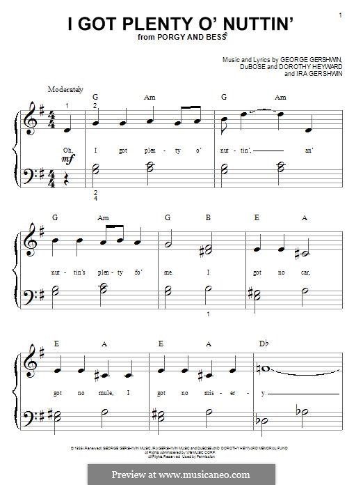 I Got Plenty O' Nuttin': Für Klavier by George Gershwin