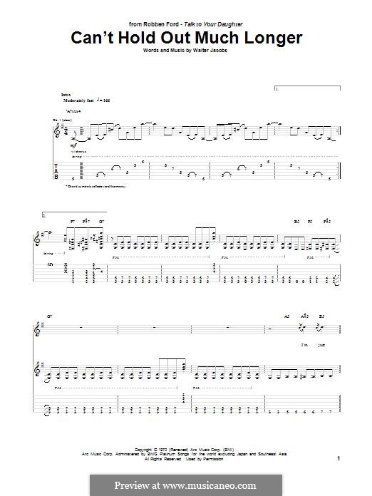 Can't Hold Out Much Longer: Für Gitarre mit Tabulatur by Walter Jacobs