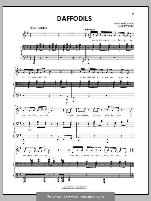 Daffodils: Für Stimme und Klavier (oder Gitarre) by Andrew Lippa