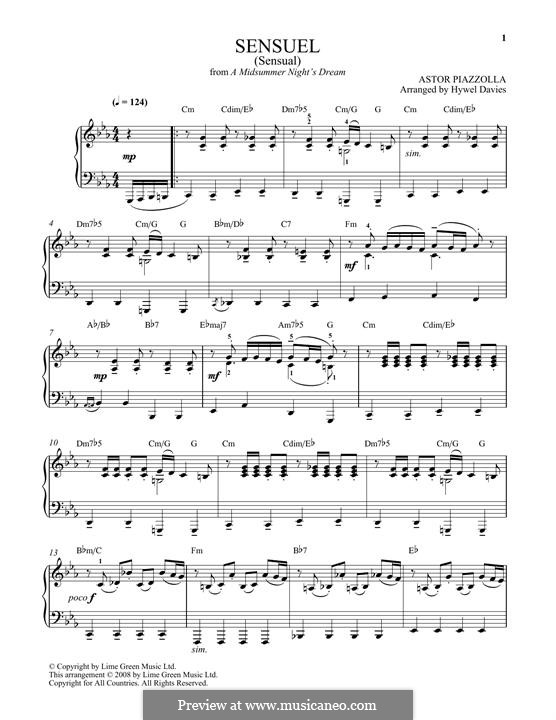 Sensuel: Für Klavier by Astor Piazzolla
