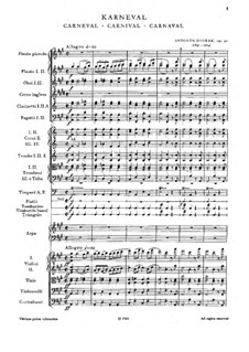 Karneval, B.169 Op.92: Vollpartitur by Antonín Dvořák