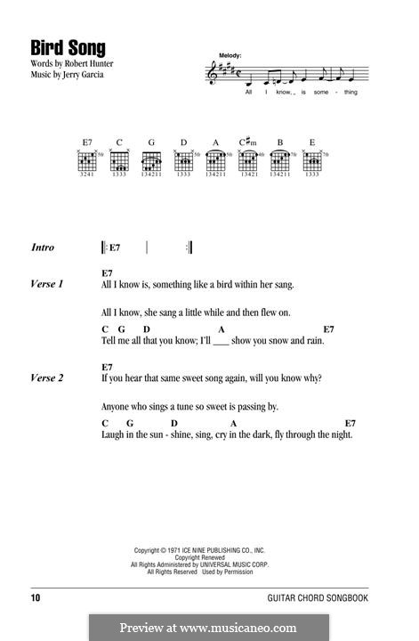 Bird Song (Grateful Dead): Melodische Linie by Jerry Garcia, Robert Hunter