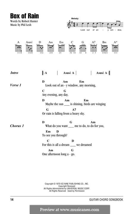Box of Rain (Grateful Dead): Text und Akkorde by Phil Lesh, Robert Hunter