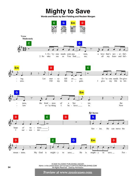 Mighty to Save (Hillsong UNITED): Text und Akkorde by Ben Fielding, Reuben Morgan