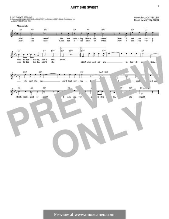 Ain't She Sweet (The Beatles): Melodische Linie by Milton Ager