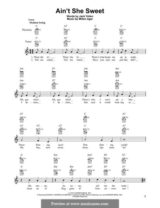 Ain't She Sweet (The Beatles): For banjo by Milton Ager