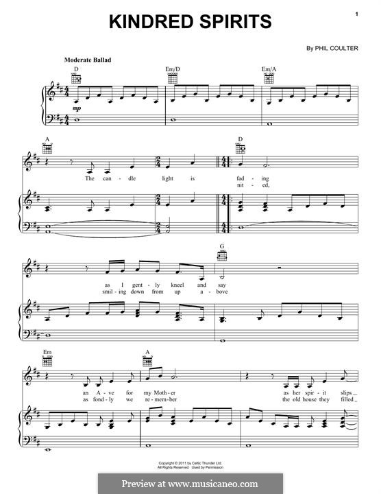 Kindred Spirits (Celtic Thunder): Für Stimme und Klavier (oder Gitarre) by Phil Coulter